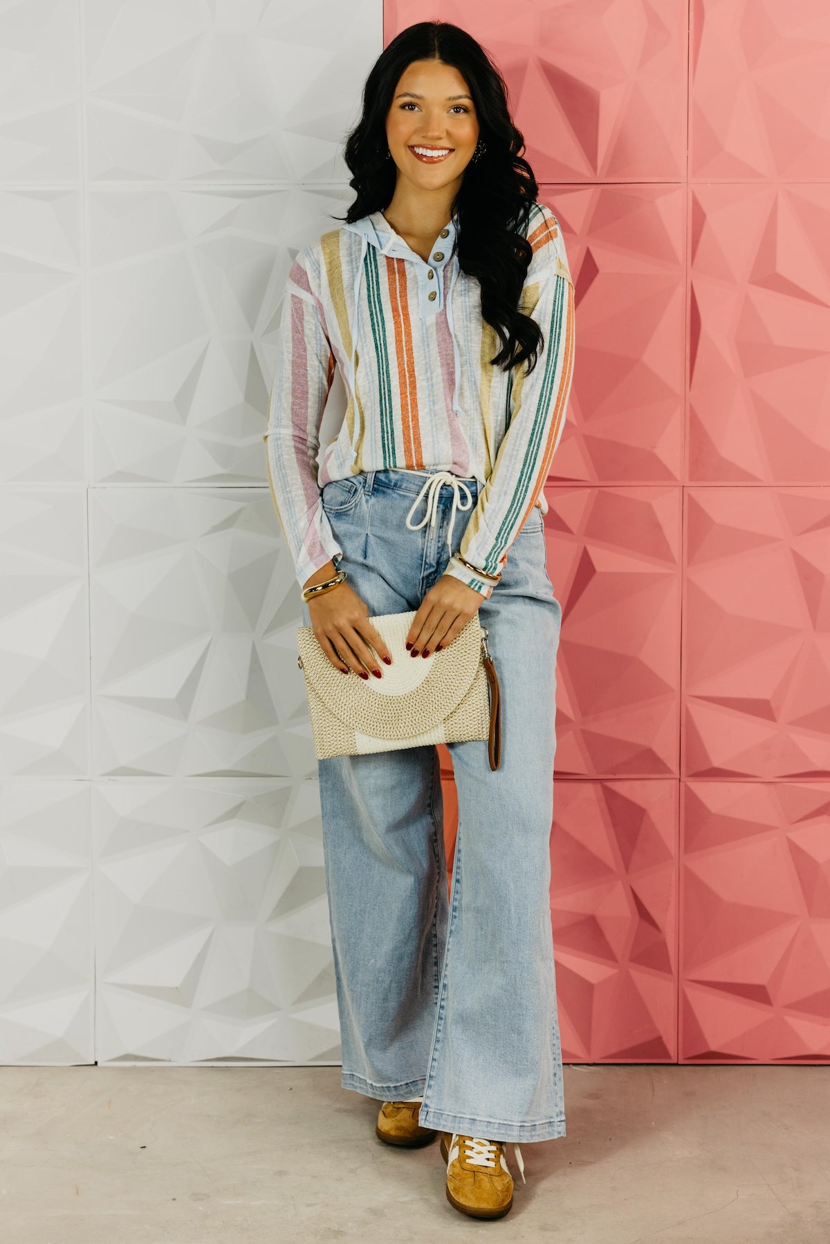 The Felice Stripe Hooded Knit Top