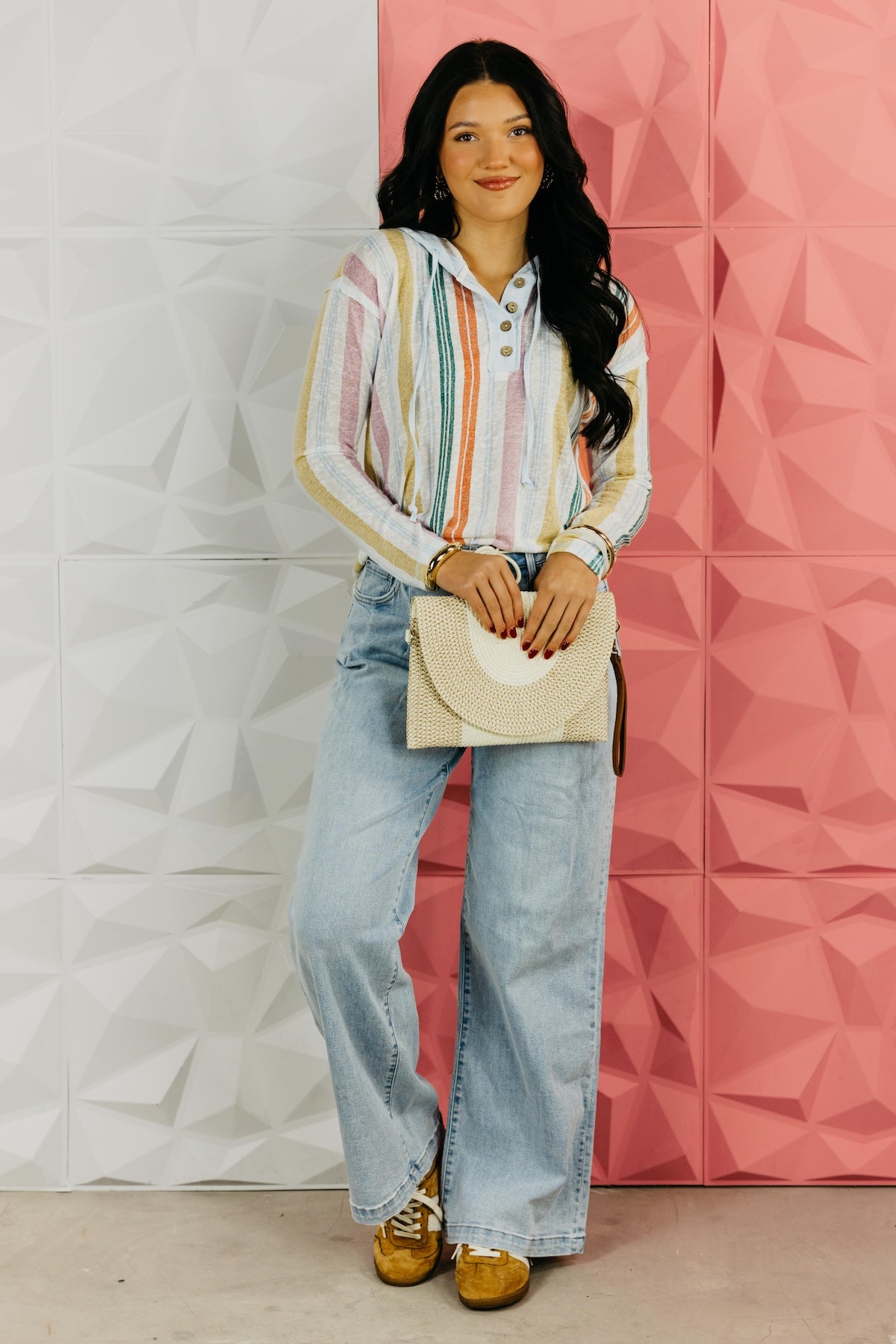 The Felice Stripe Hooded Knit Top