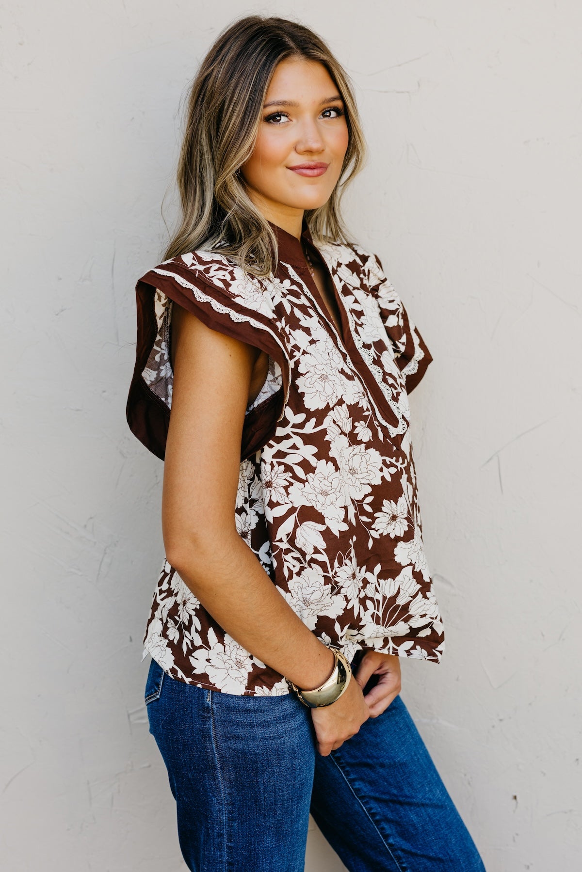 The Raylen Floral Woven Top