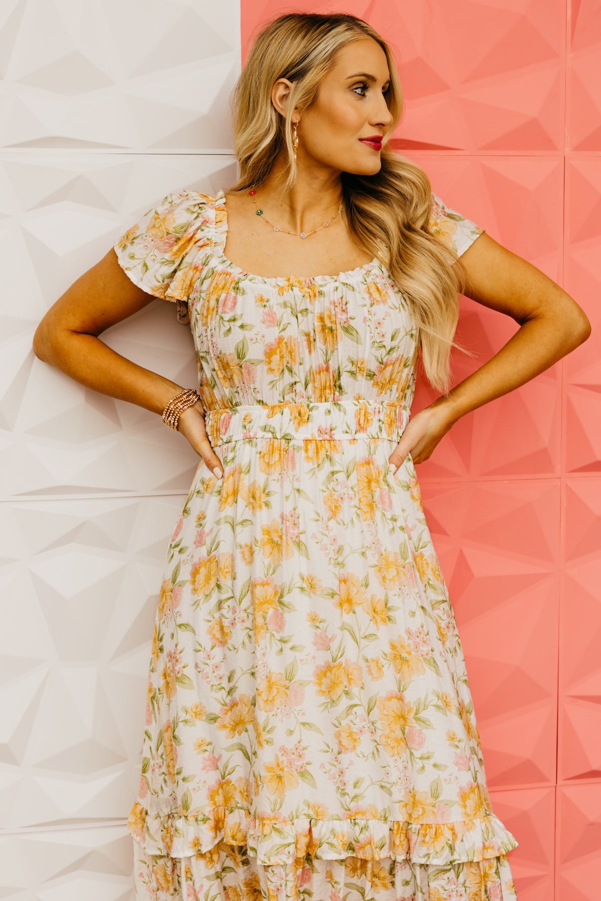 The Aidan Floral Ruffle Midi Dress