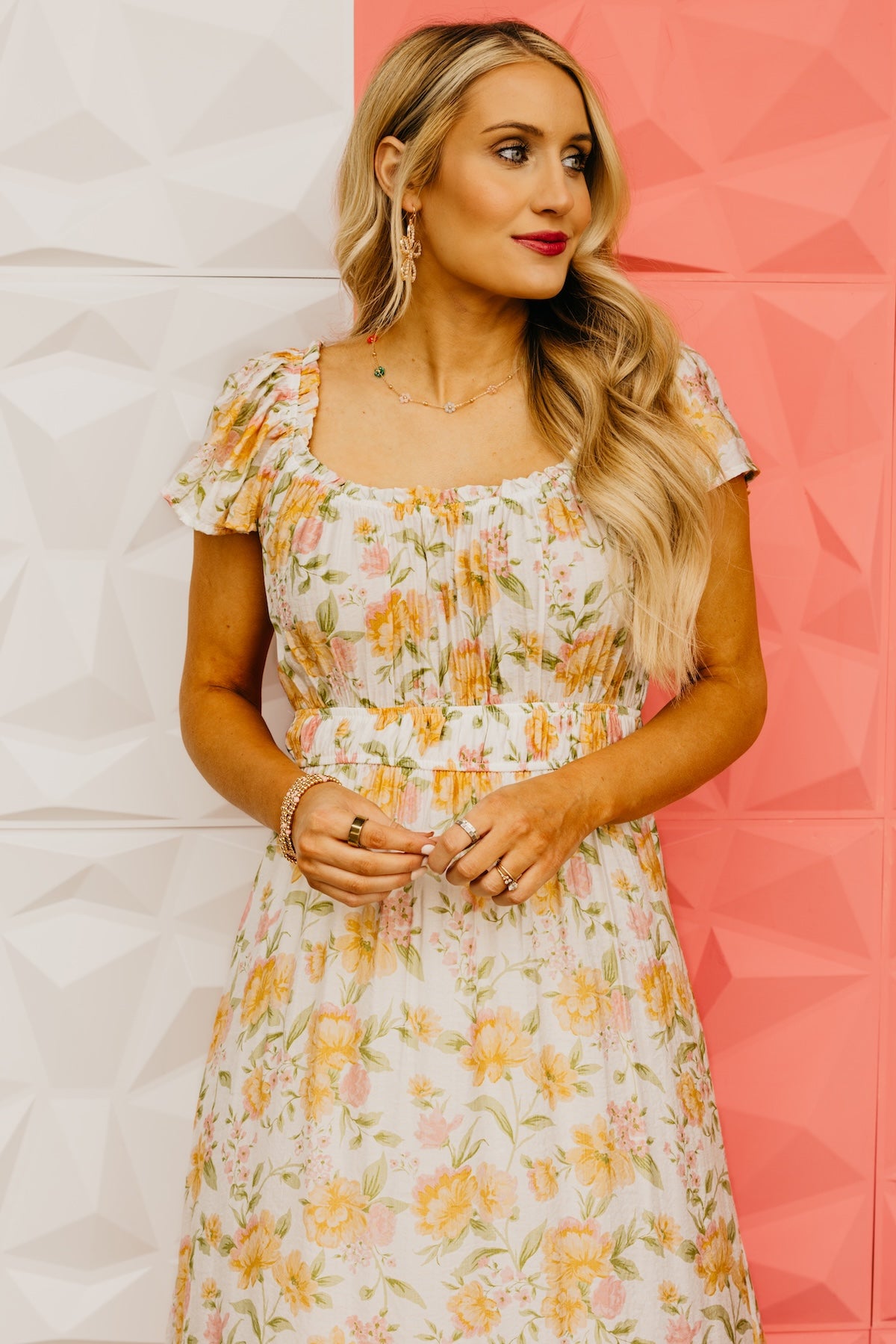 The Aidan Floral Ruffle Midi Dress