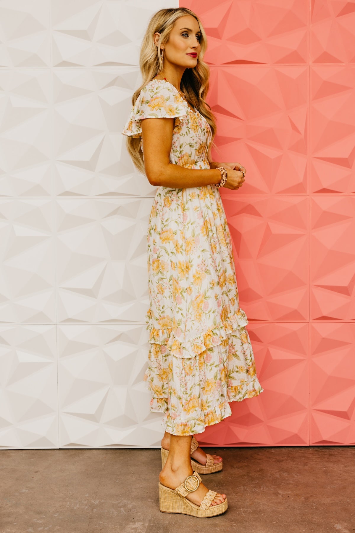 The Aidan Floral Ruffle Midi Dress