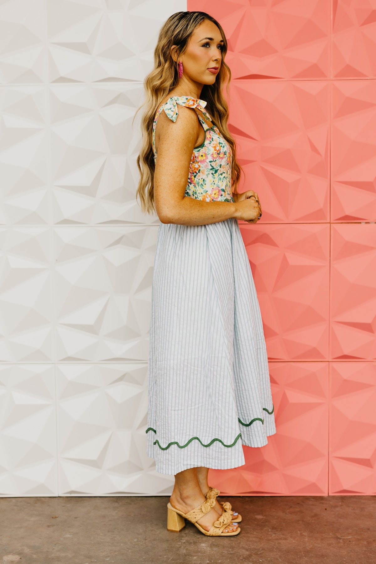 The Kepner Floral Mixed Media Midi Dress