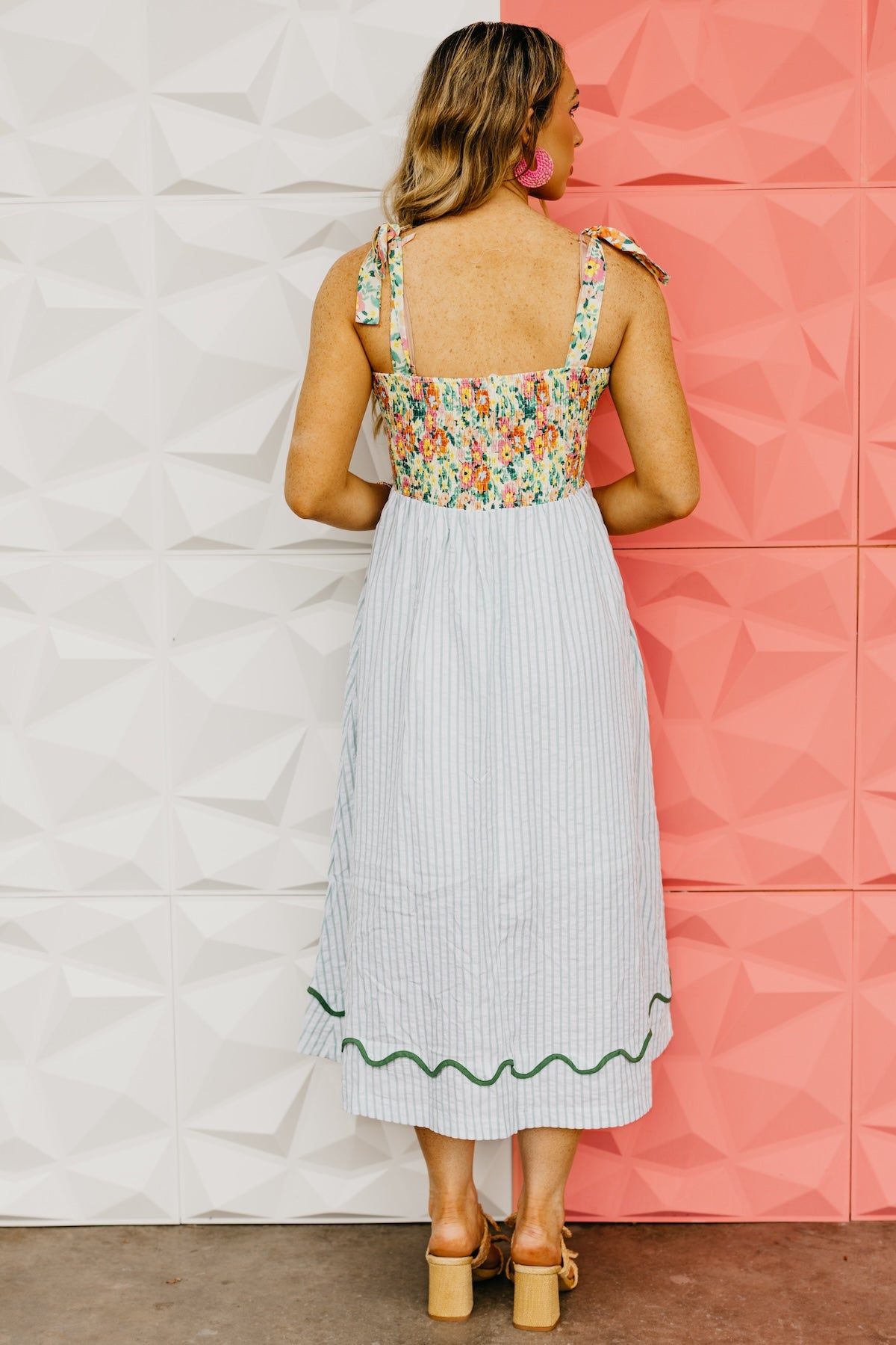The Kepner Floral Mixed Media Midi Dress