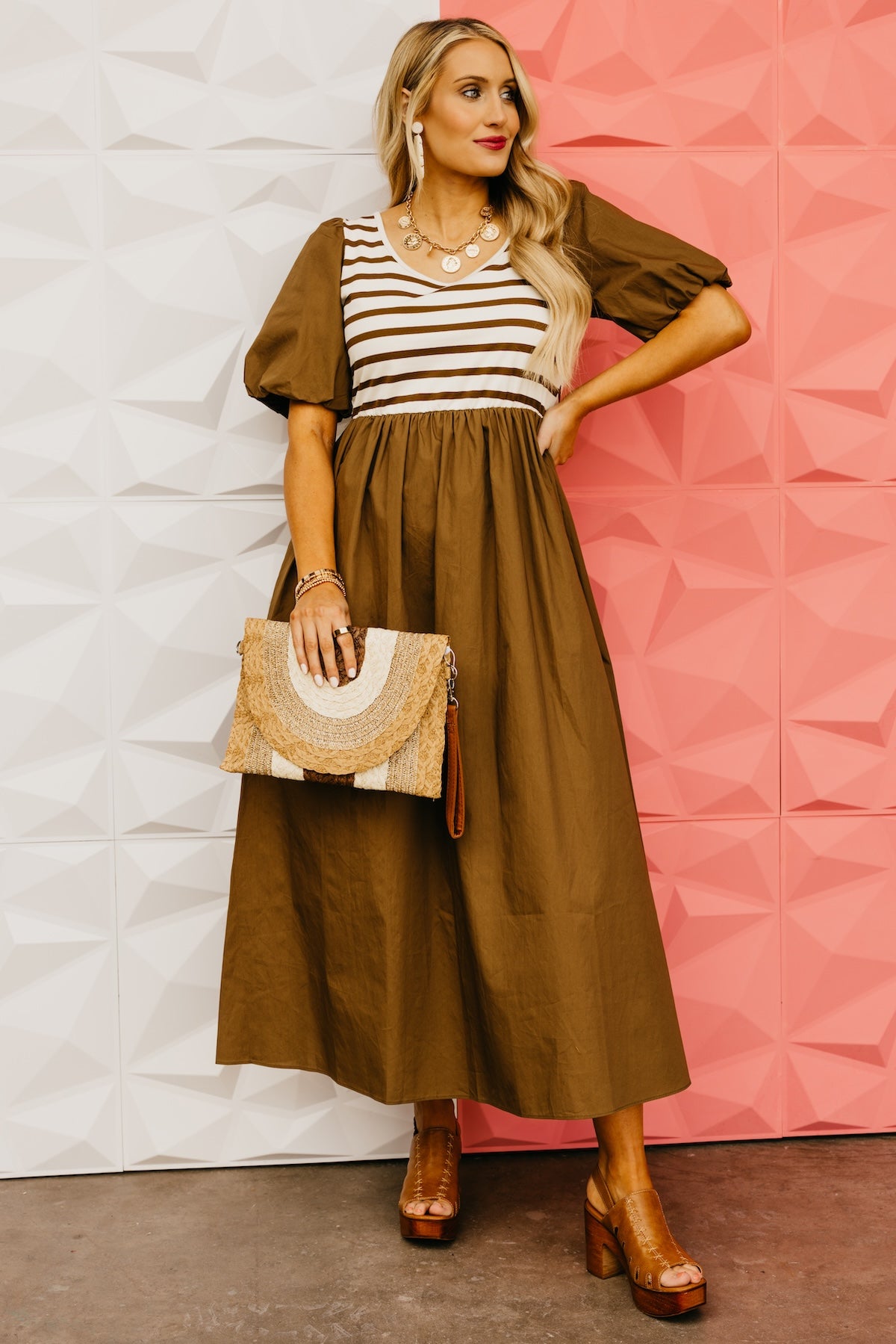 The Jayda Balloon Sleeve Midi Dress