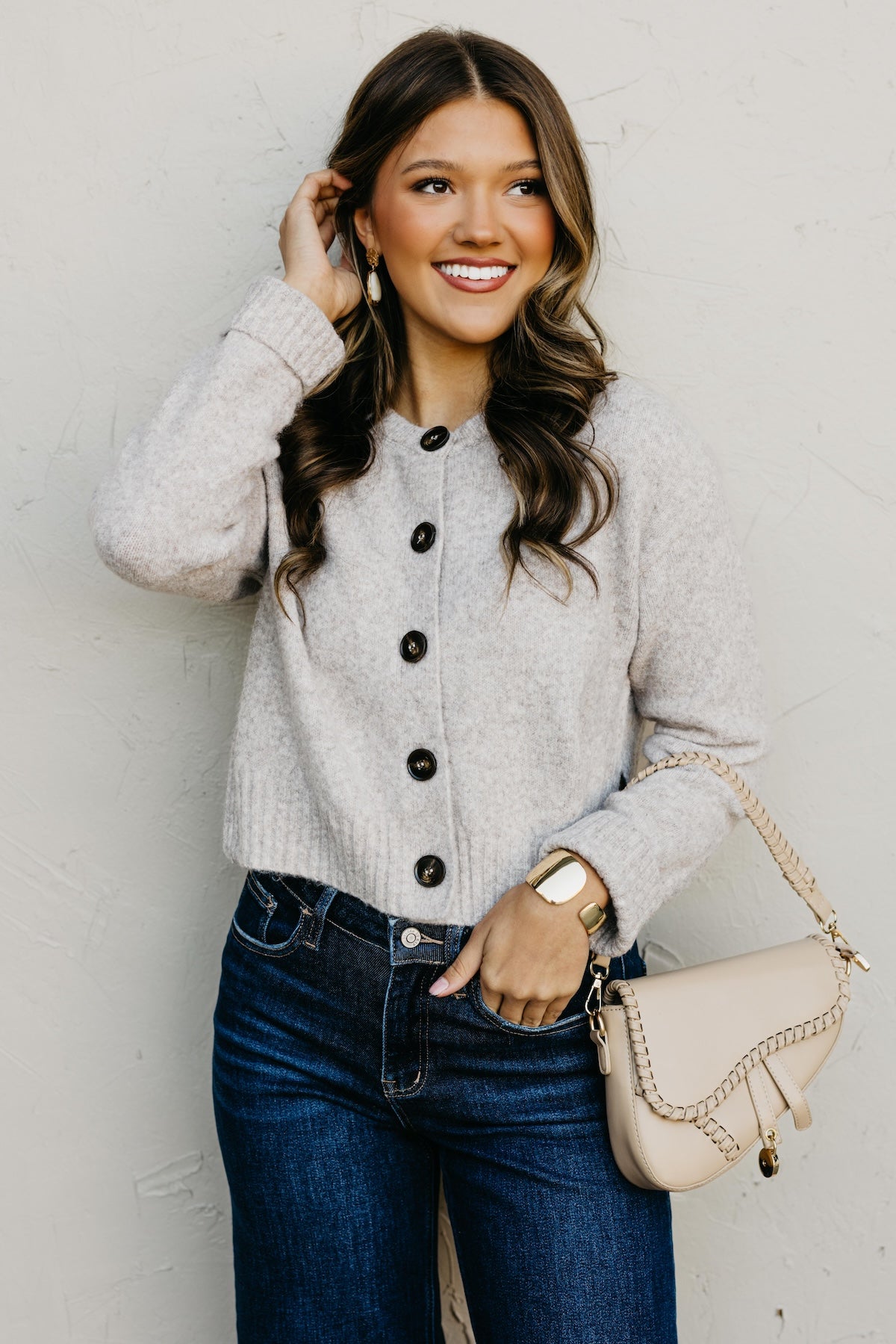 The Wesley Fuzzy Button Cardigan