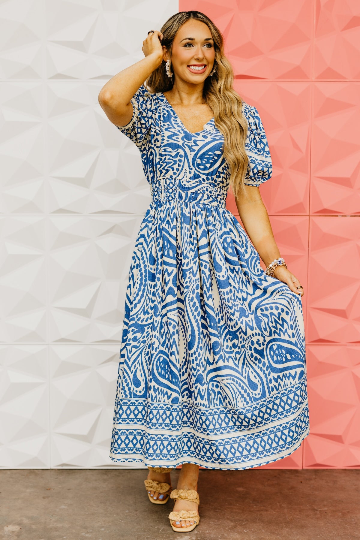 The Bianca Border Print Midi Dress