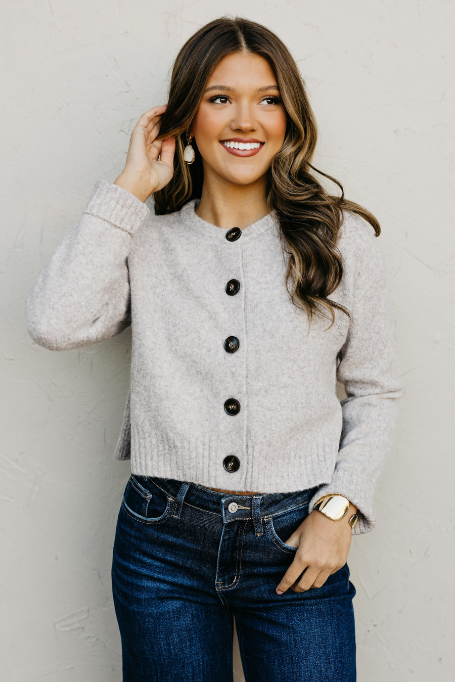 The Wesley Fuzzy Button Cardigan