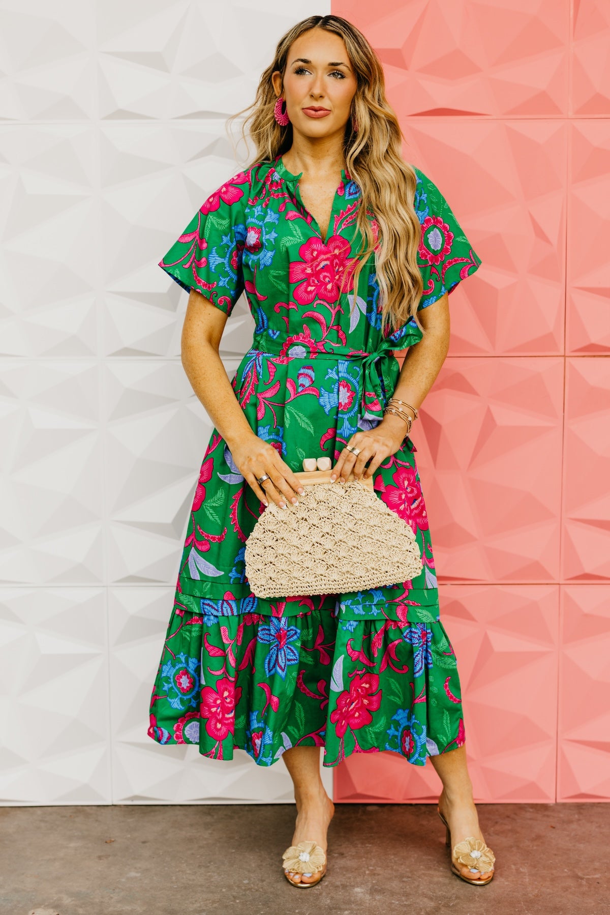 The Marcos Floral Pleated Midi Dress