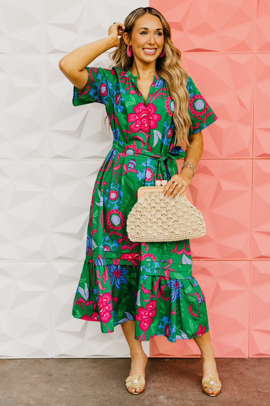 The Marcos Floral Pleated Midi Dress