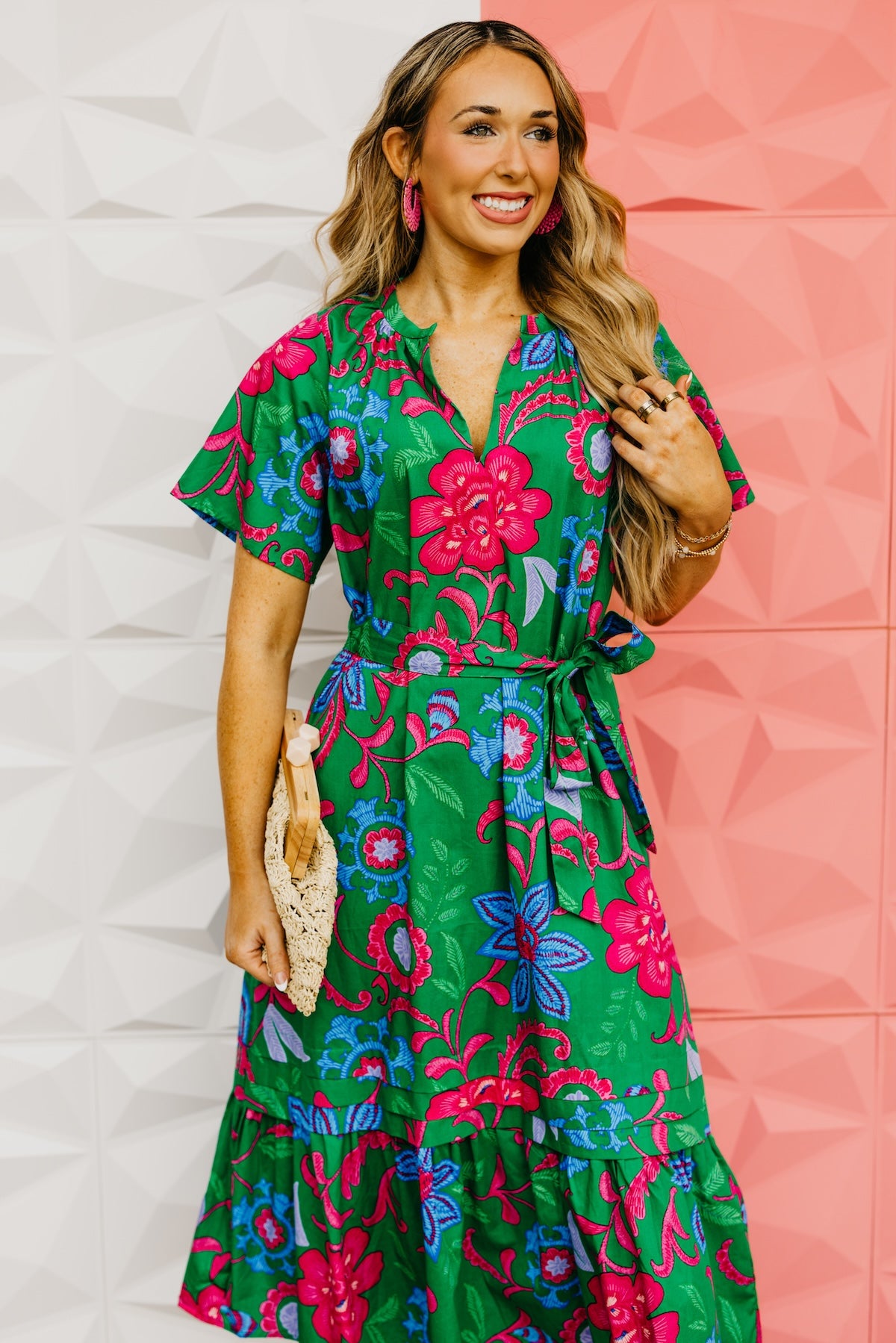 The Marcos Floral Pleated Midi Dress