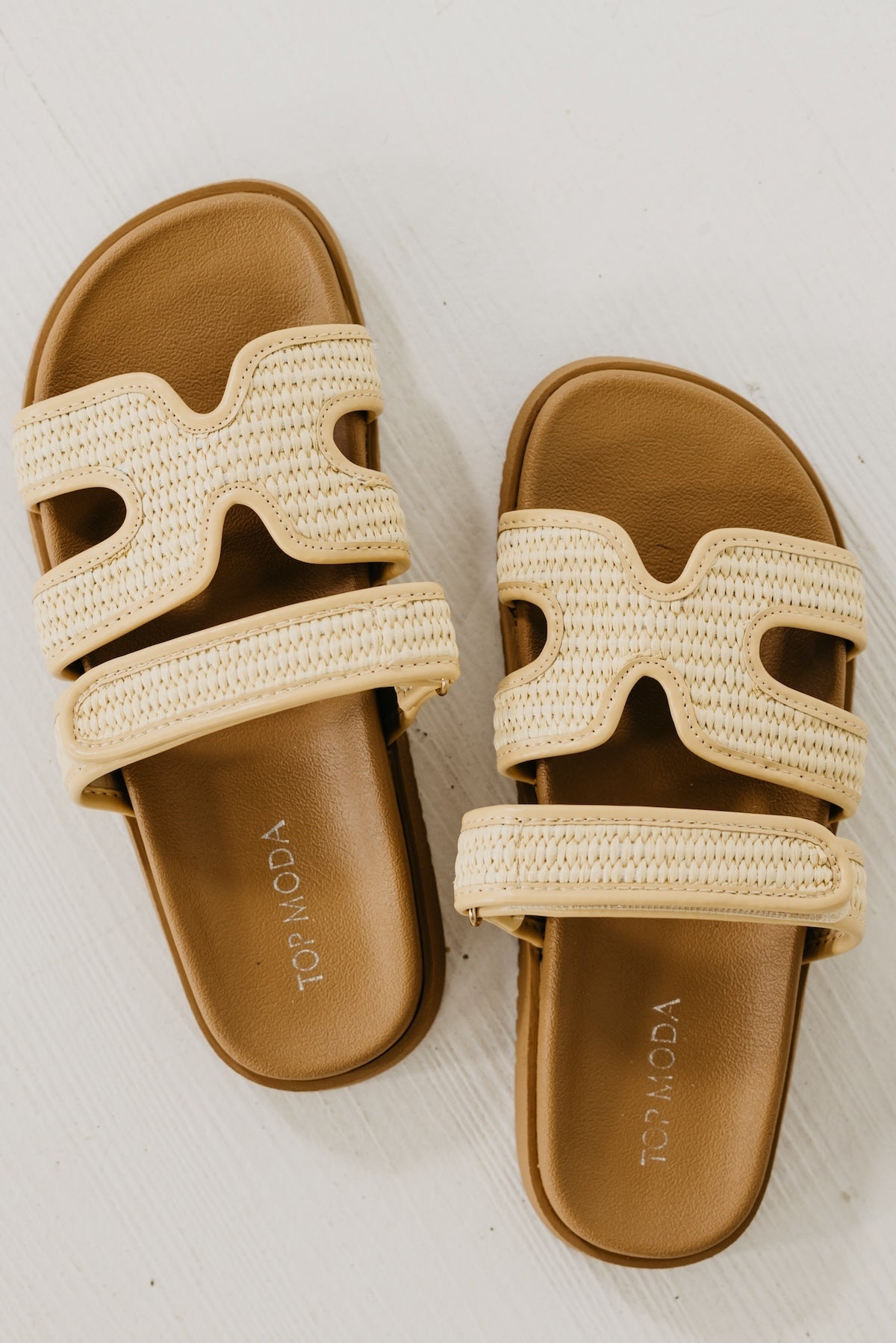 The Lyon H Strap Raffia Slide