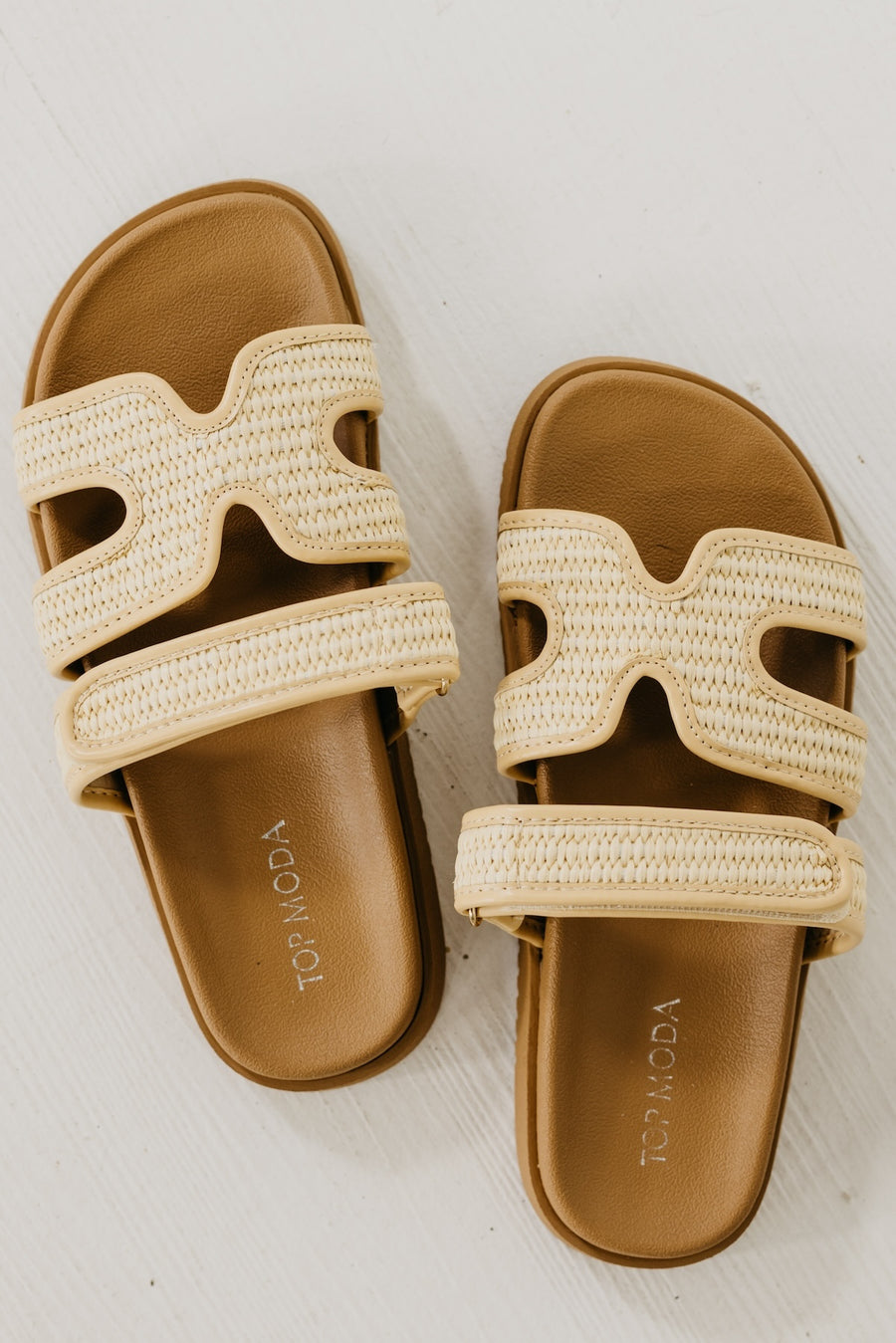 The Lyon H Strap Raffia Slide