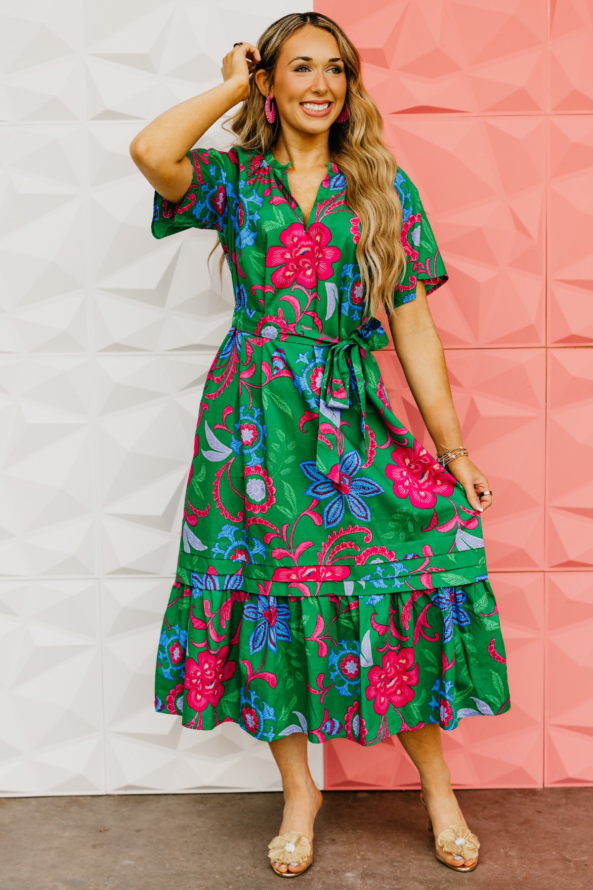 The Marcos Floral Pleated Midi Dress