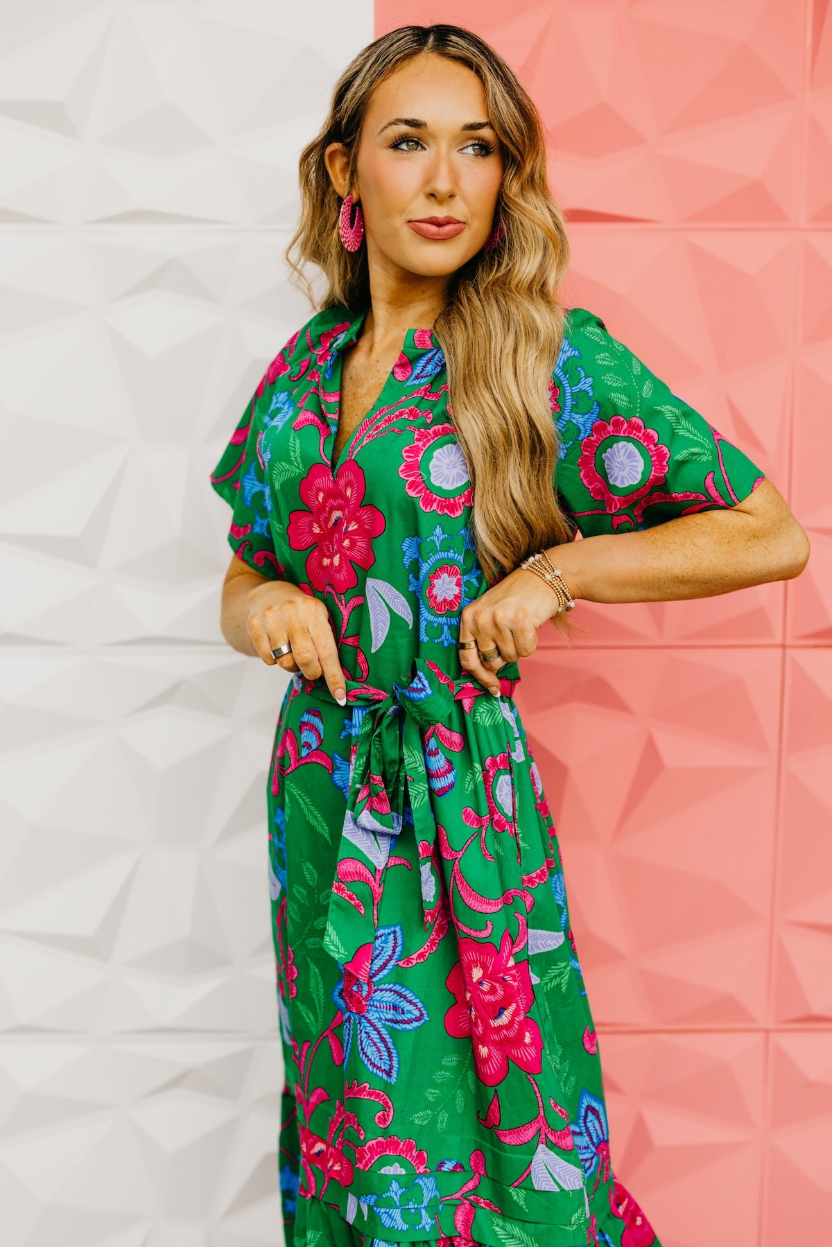 The Marcos Floral Pleated Midi Dress