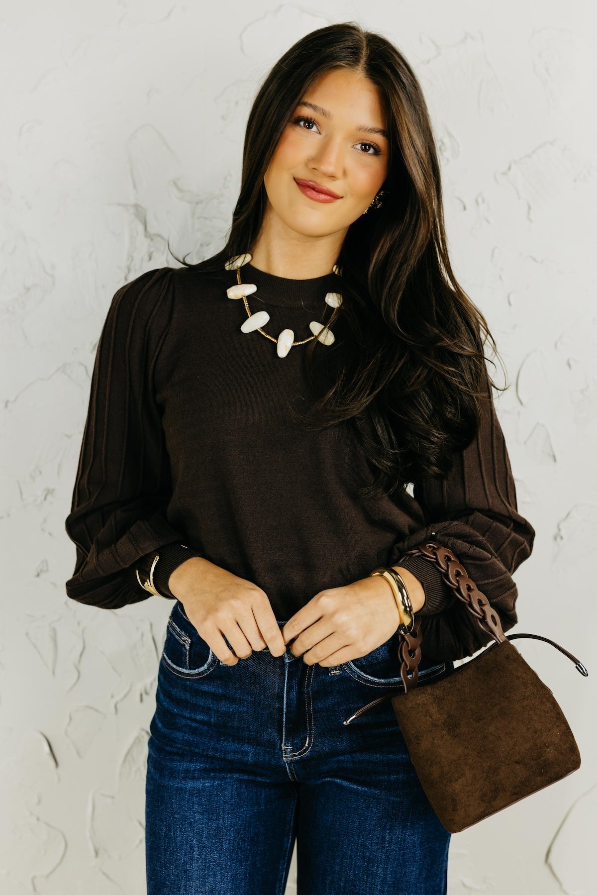 The Aleesia Pleated Puff Sleeve Sweater