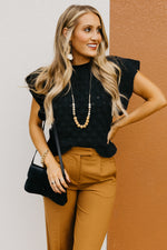 The Trina Ruffle Sleeve Textured Sweater Top
