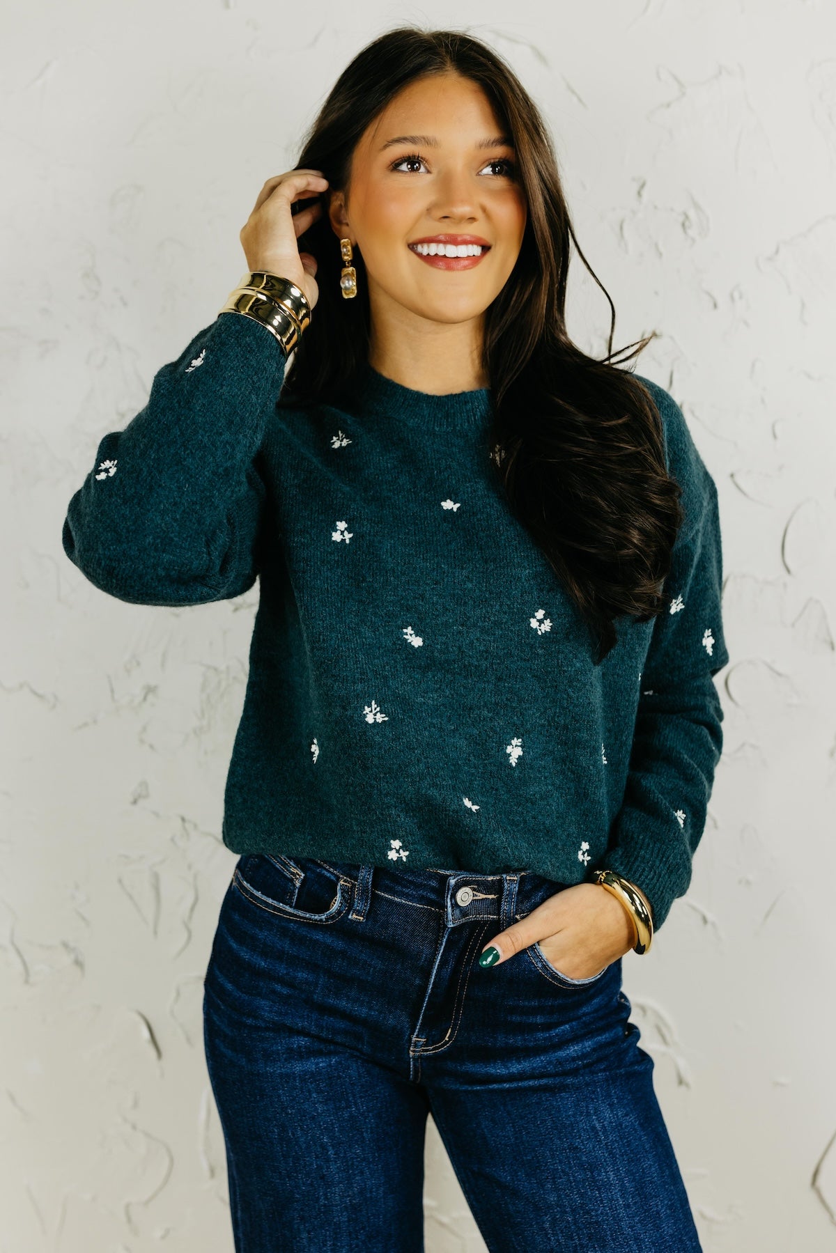 The Grace Ditsy Floral Embroidered Sweater