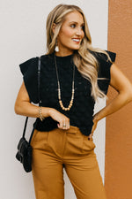 The Trina Ruffle Sleeve Textured Sweater Top