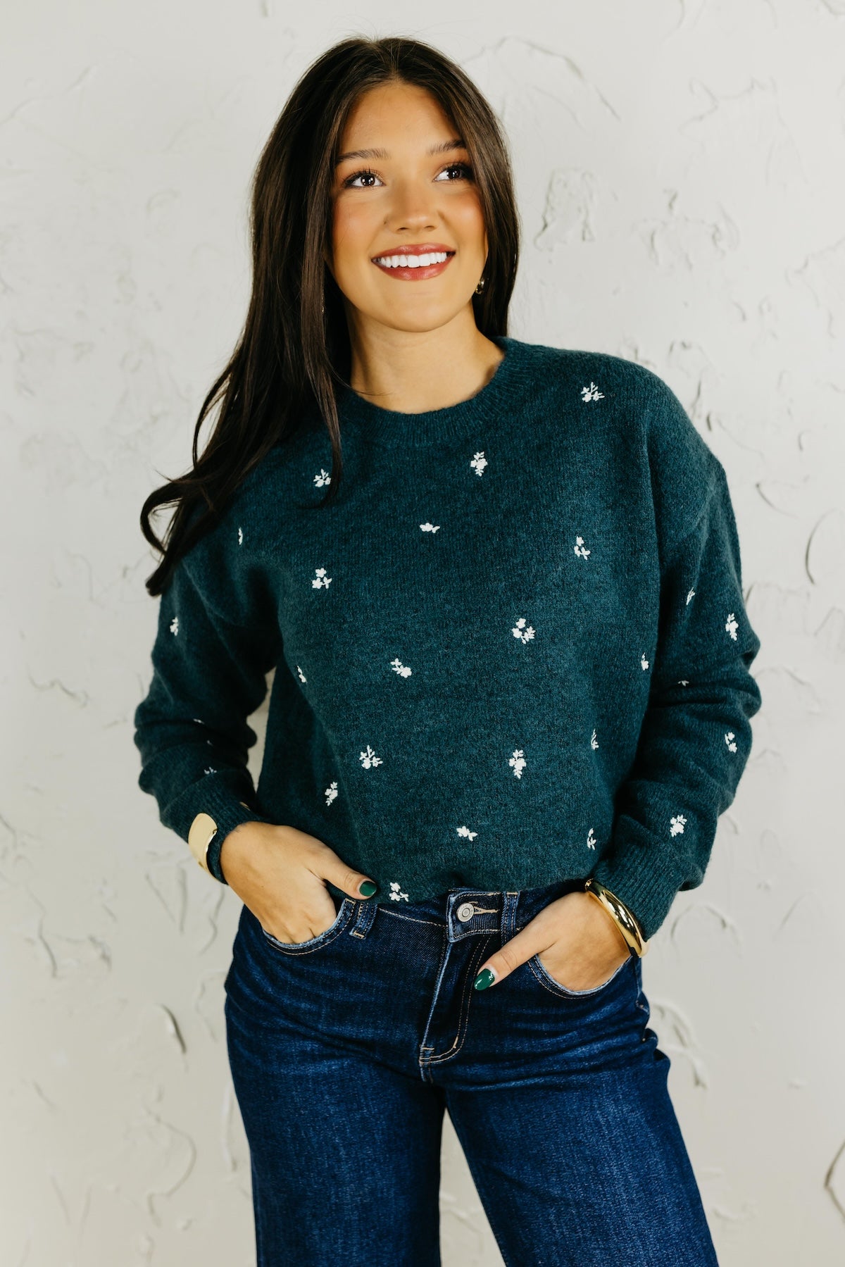 The Grace Ditsy Floral Embroidered Sweater