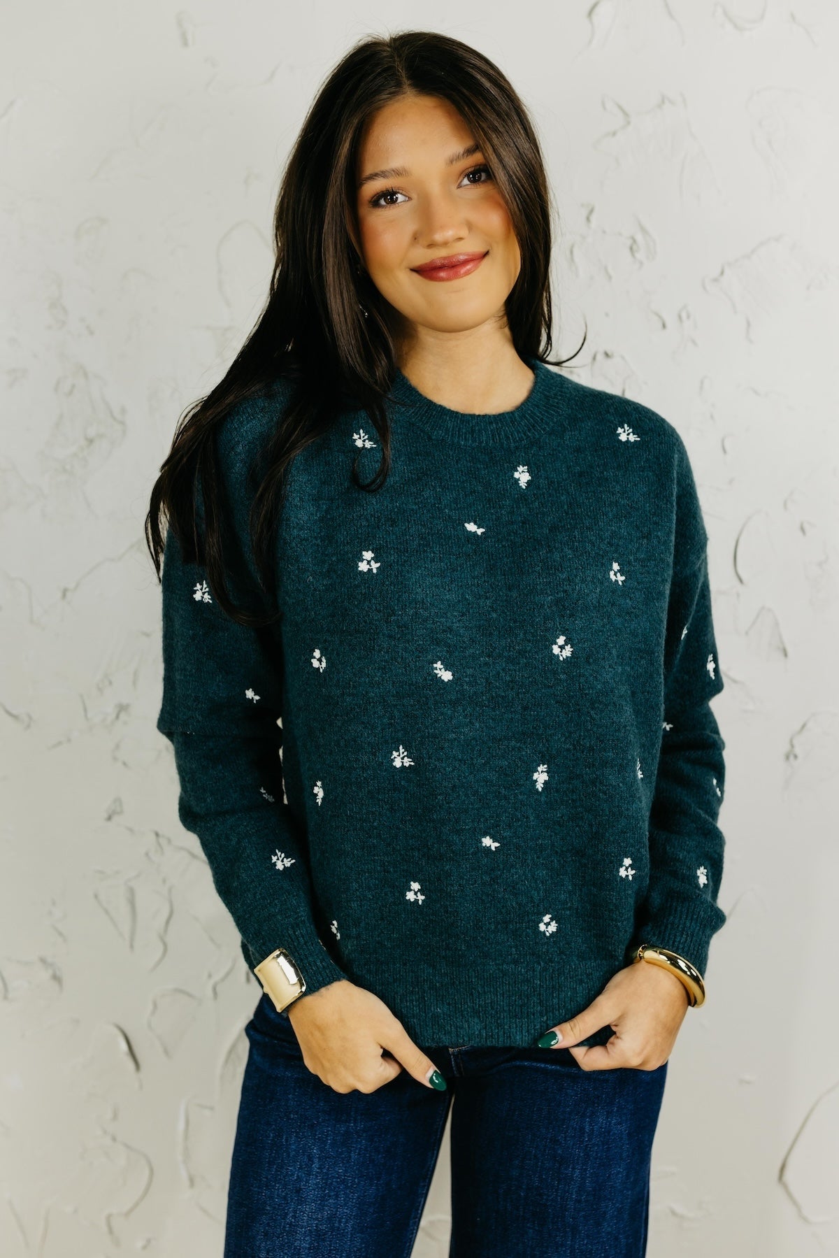 The Grace Ditsy Floral Embroidered Sweater