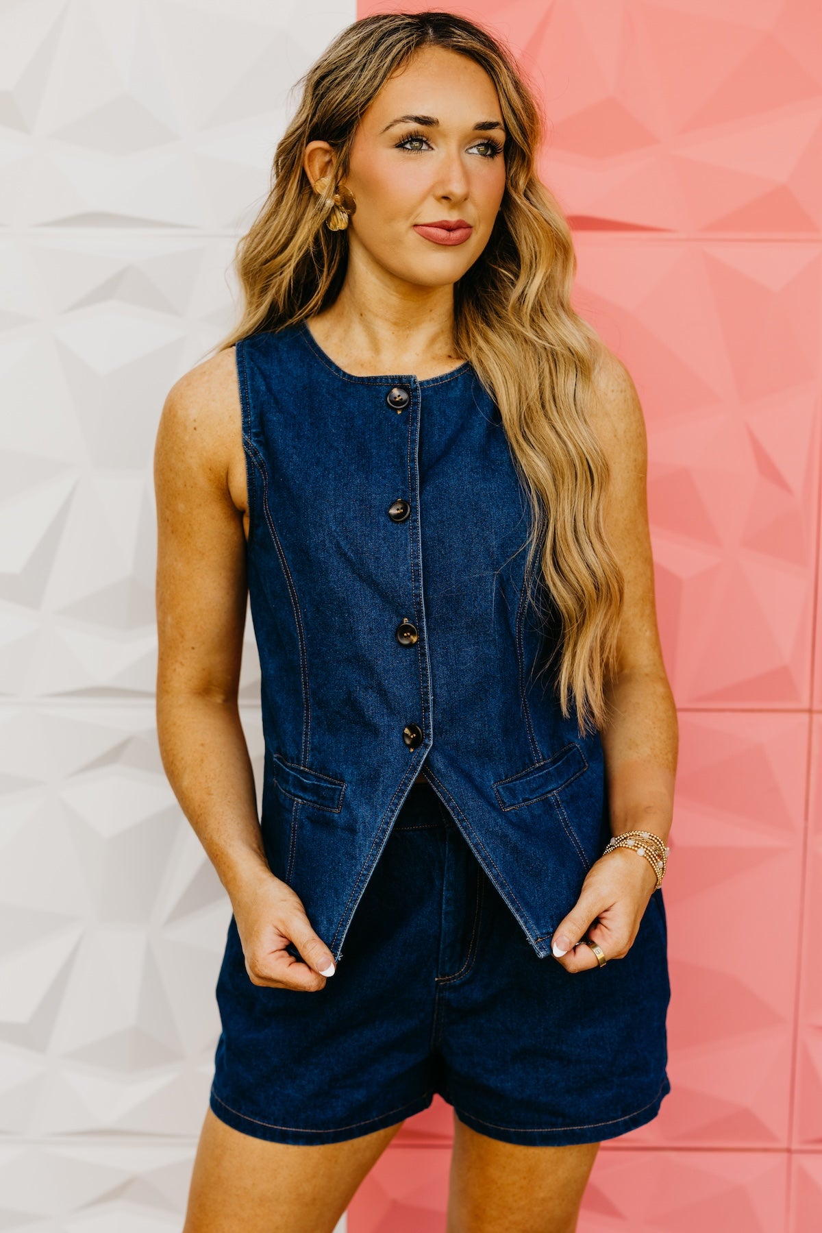 The Carly Denim Vest & Shorts Set
