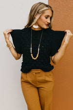The Trina Ruffle Sleeve Textured Sweater Top