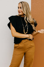 The Trina Ruffle Sleeve Textured Sweater Top