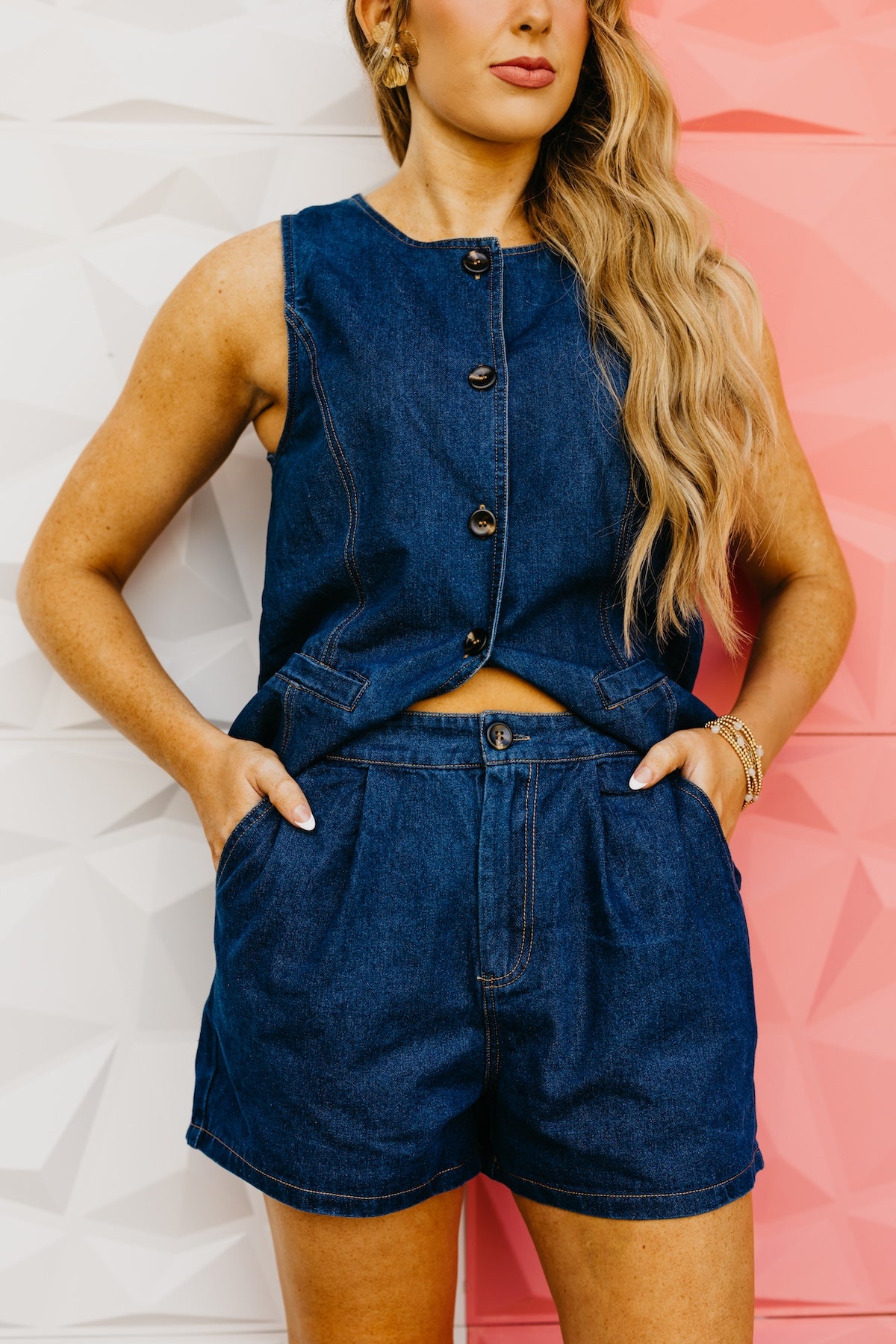 The Carly Denim Vest & Shorts Set