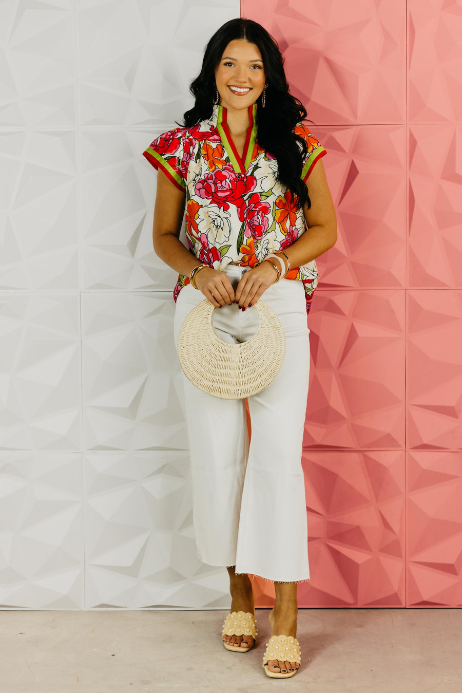 The Addison Floral Smock Neck Top