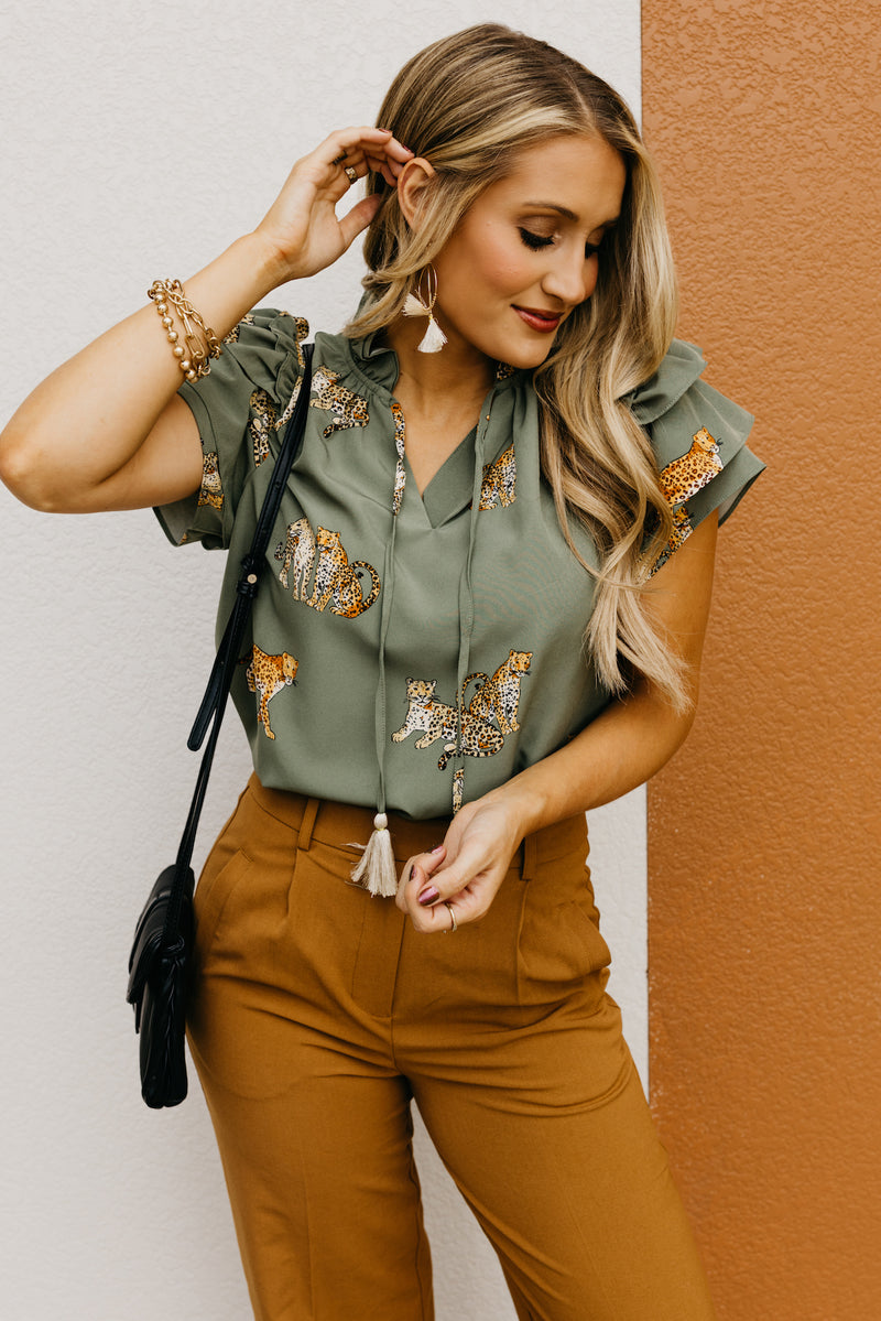 The Leanna Animal Print Flutter Blouse