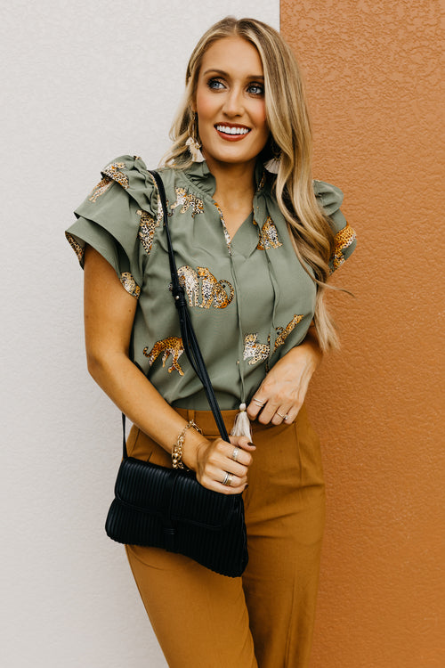 The Leanna Animal Print Flutter Blouse