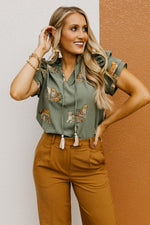 The Leanna Animal Print Flutter Blouse
