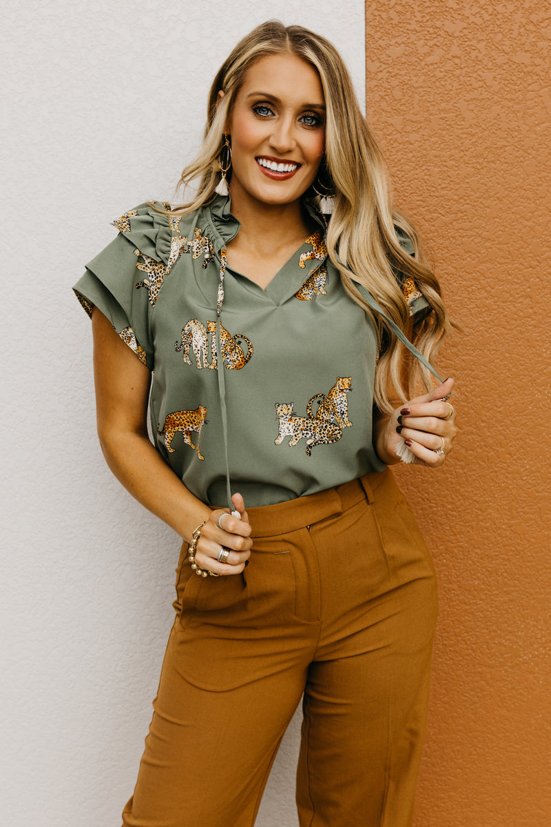 The Leanna Animal Print Flutter Blouse