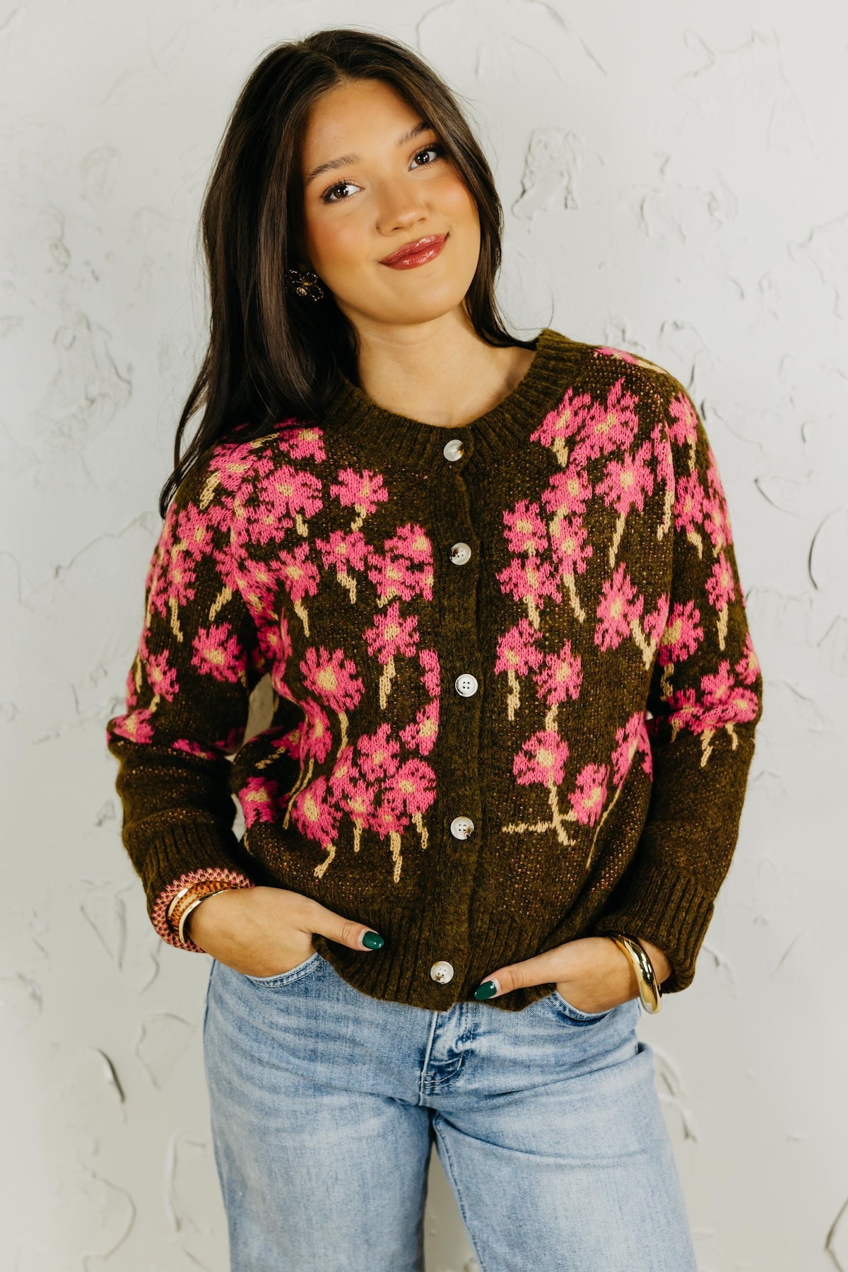 The Kellie Floral Button Up Sweater