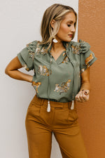 The Leanna Animal Print Flutter Blouse