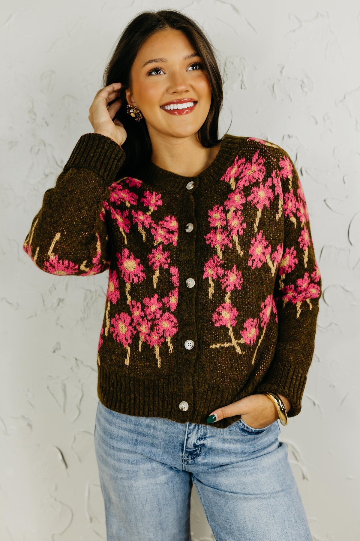 The Kellie Floral Button Up Sweater