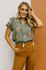 The Leanna Animal Print Flutter Blouse