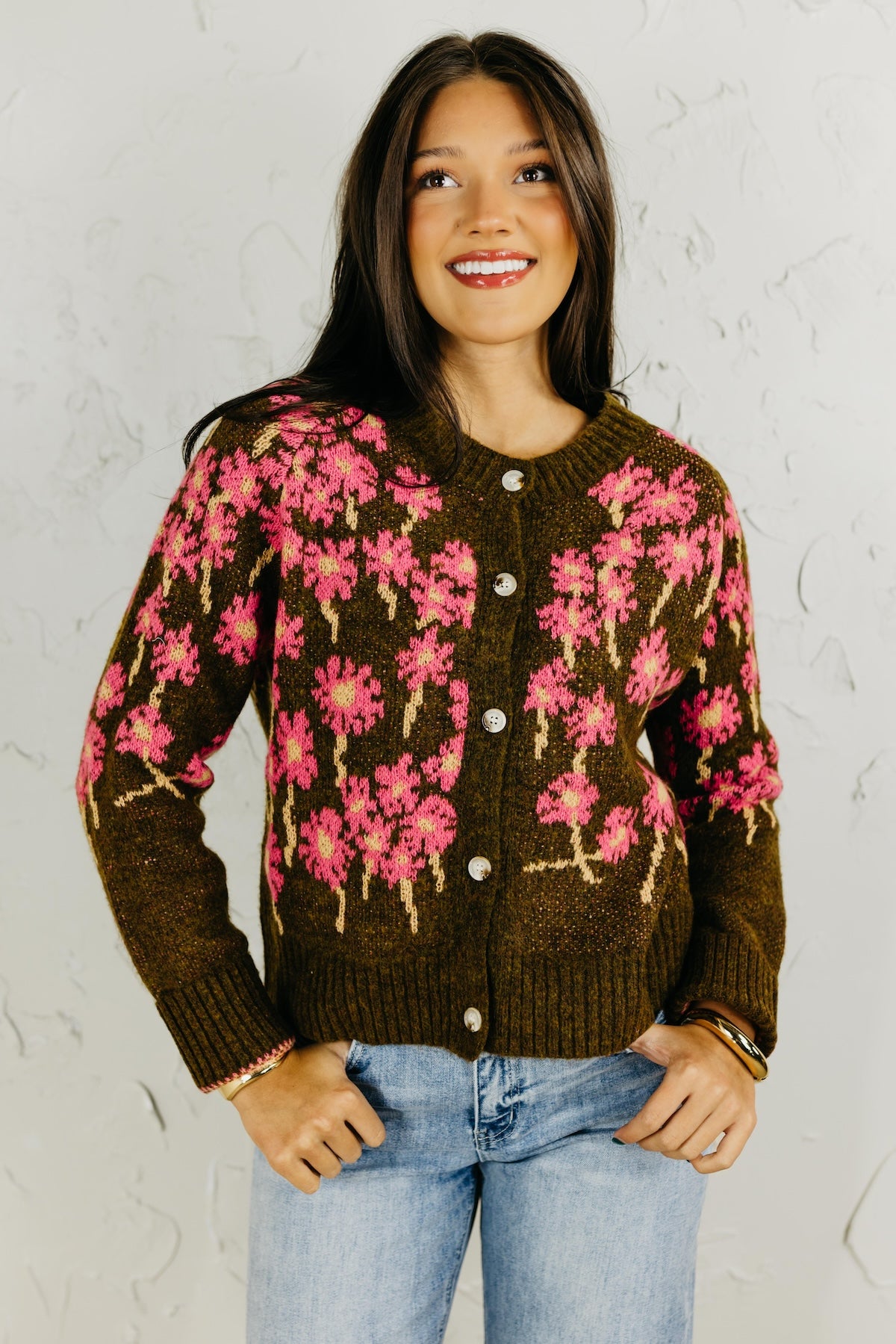 The Kellie Floral Button Up Sweater