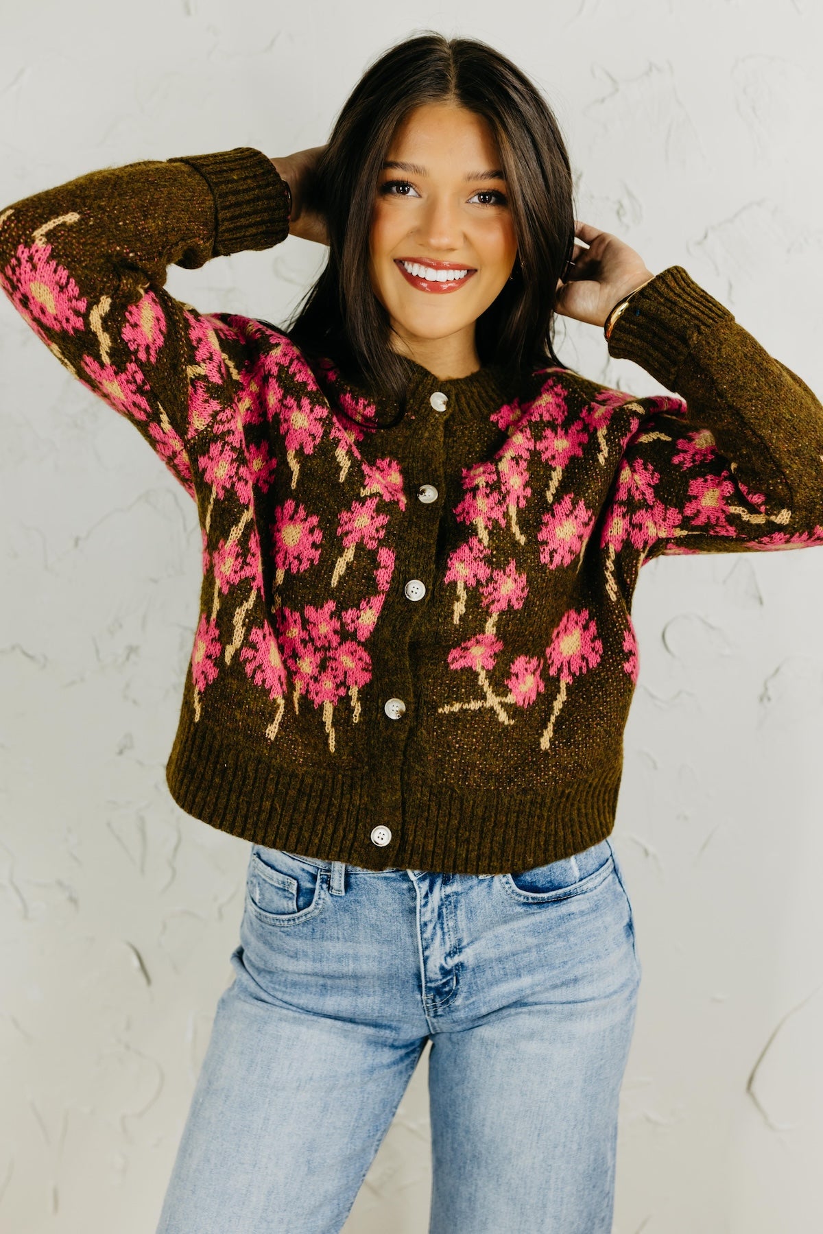 The Kellie Floral Button Up Sweater