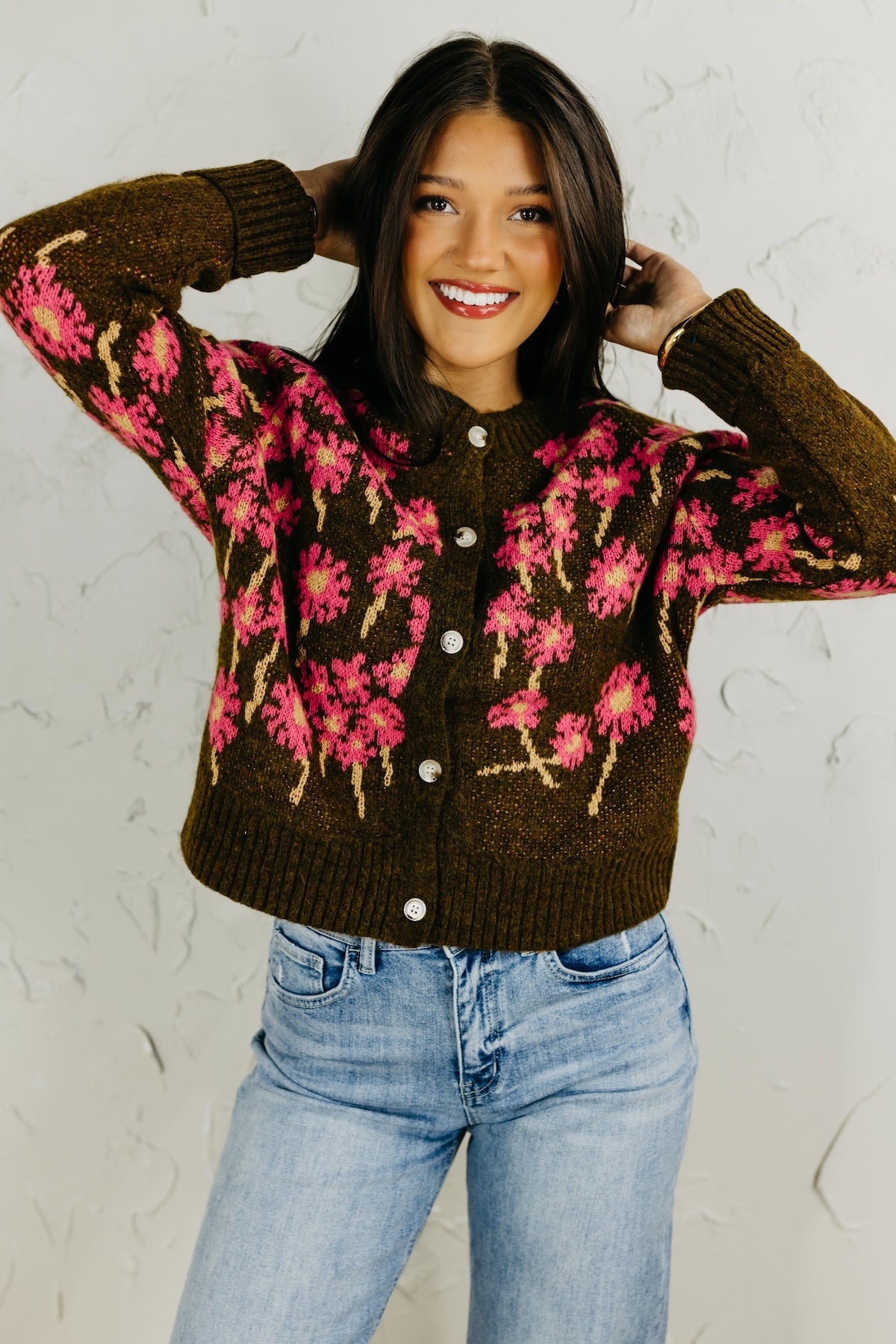 The Kellie Floral Button Up Sweater