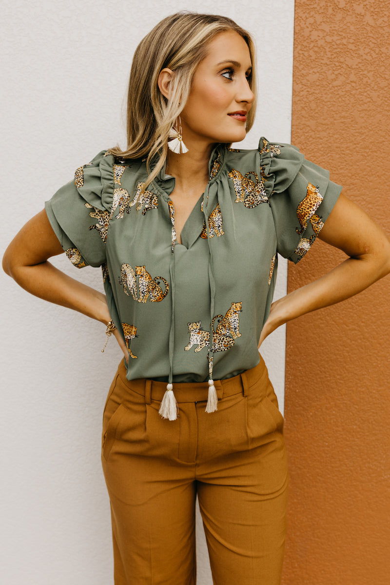 The Leanna Animal Print Flutter Blouse