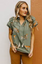 The Leanna Animal Print Flutter Blouse