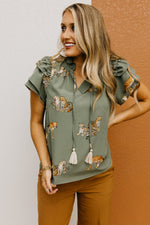 The Leanna Animal Print Flutter Blouse