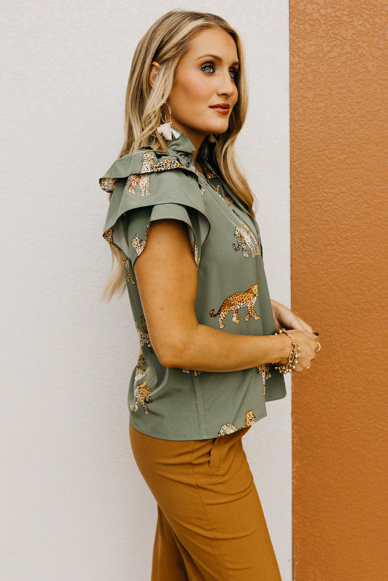 The Leanna Animal Print Flutter Blouse