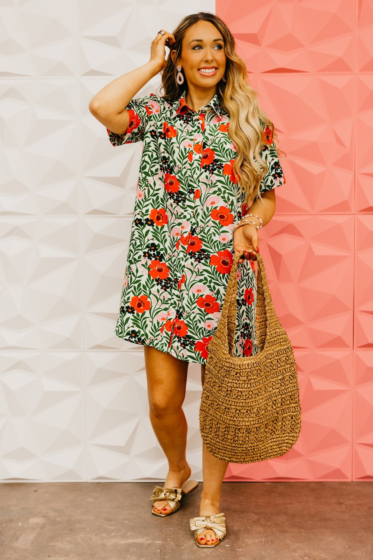 The Daleyza Floral Button Up Mini Dress