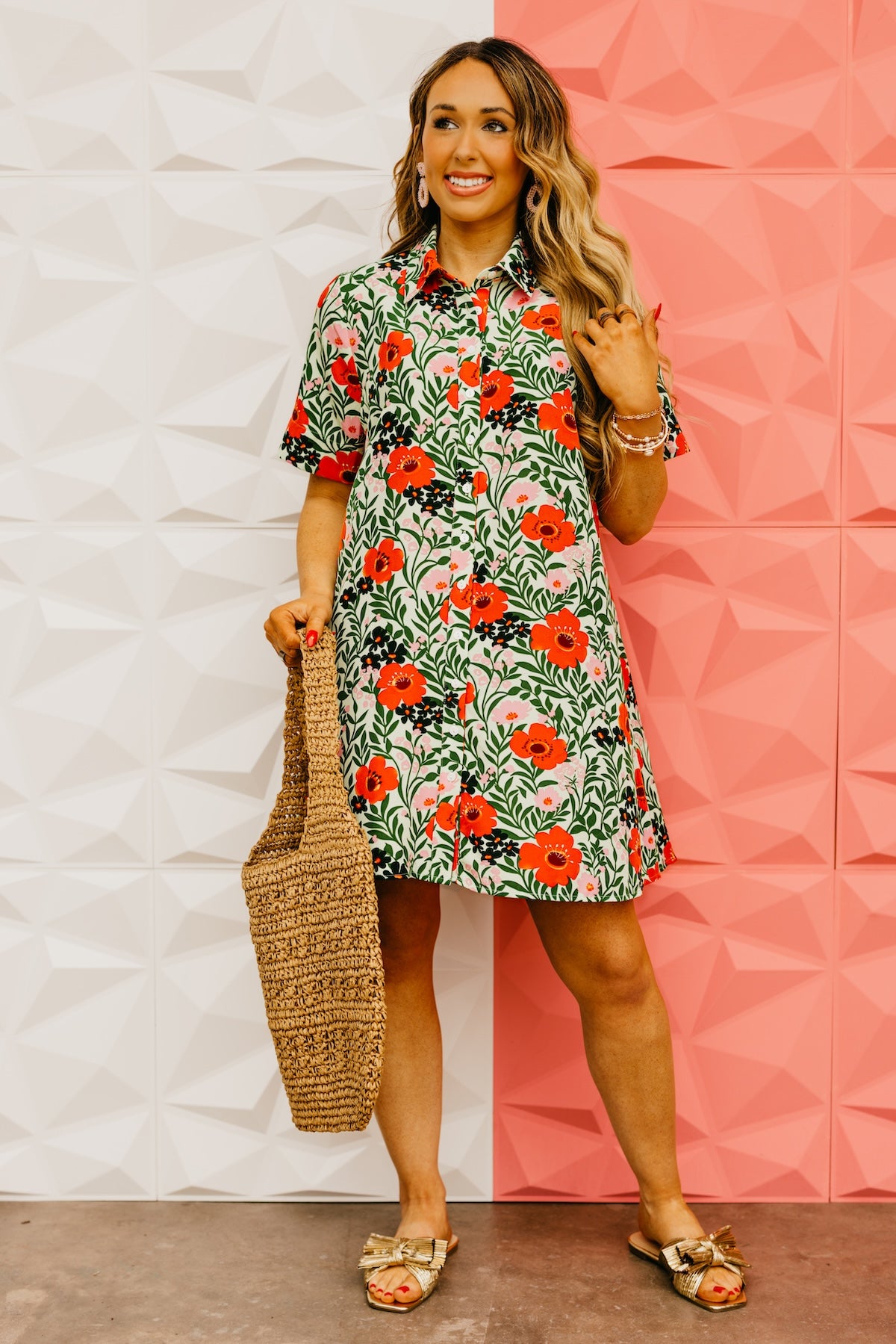 The Daleyza Floral Button Up Mini Dress
