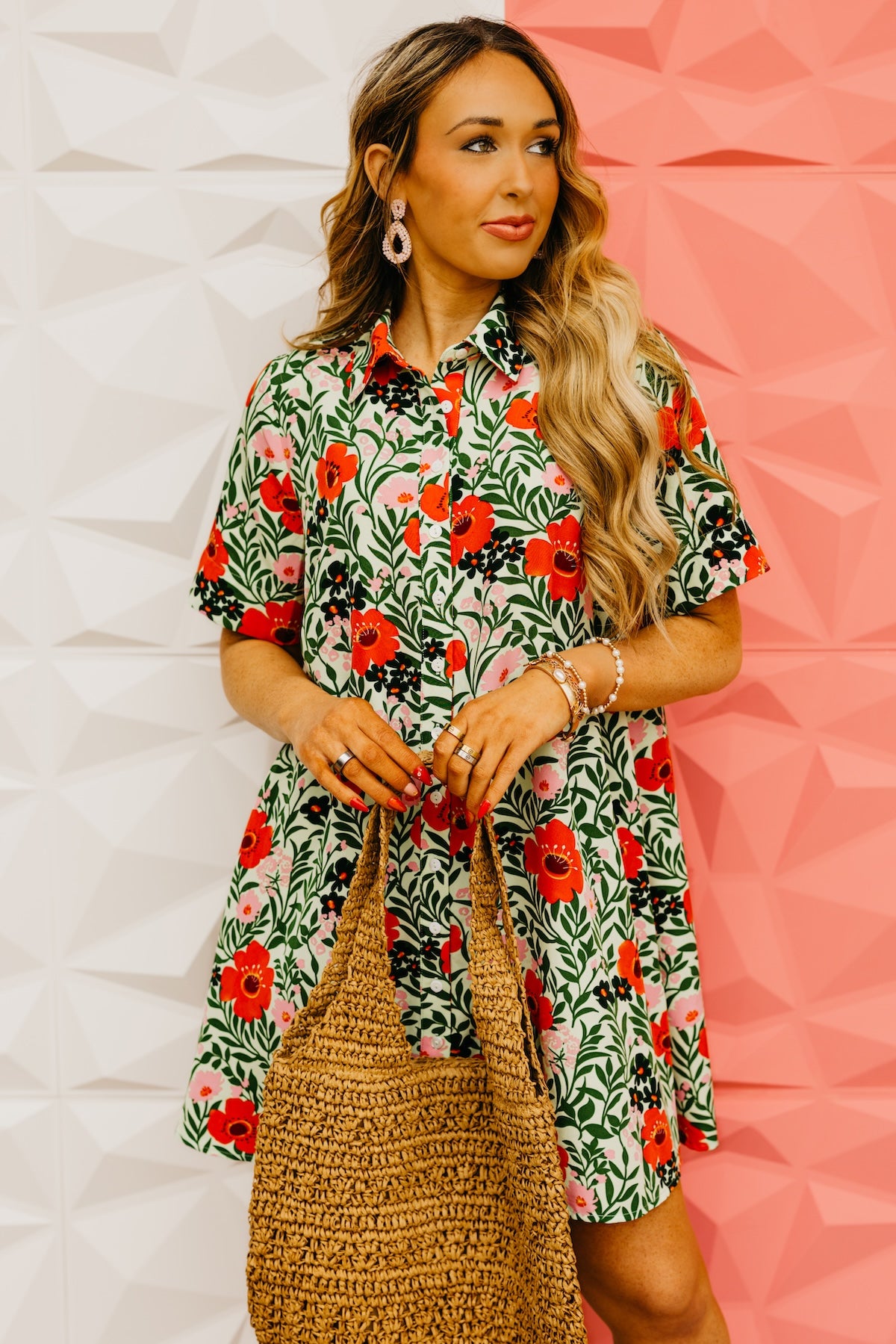 The Daleyza Floral Button Up Mini Dress