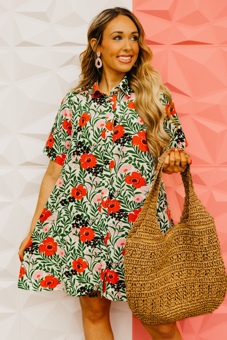 The Daleyza Floral Button Up Mini Dress