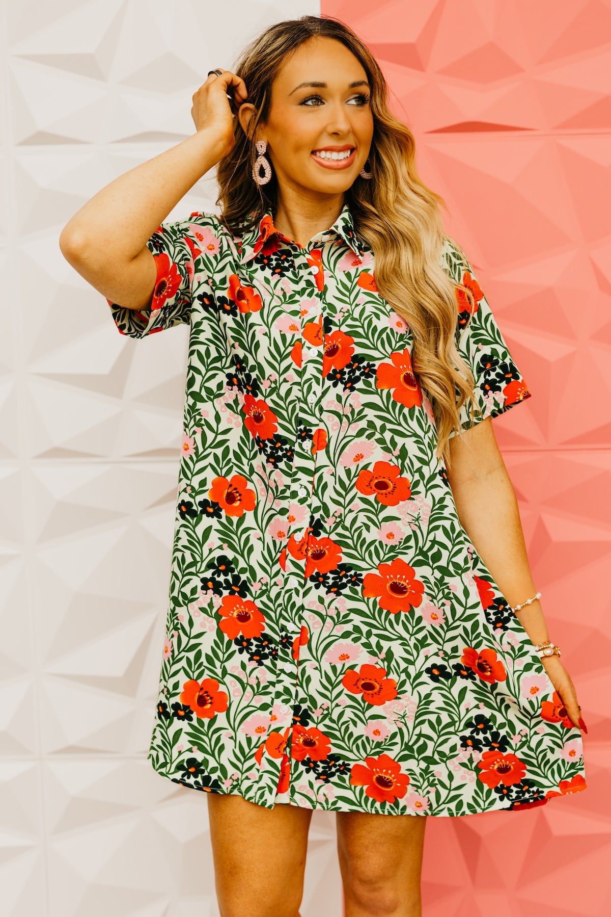 The Daleyza Floral Button Up Mini Dress